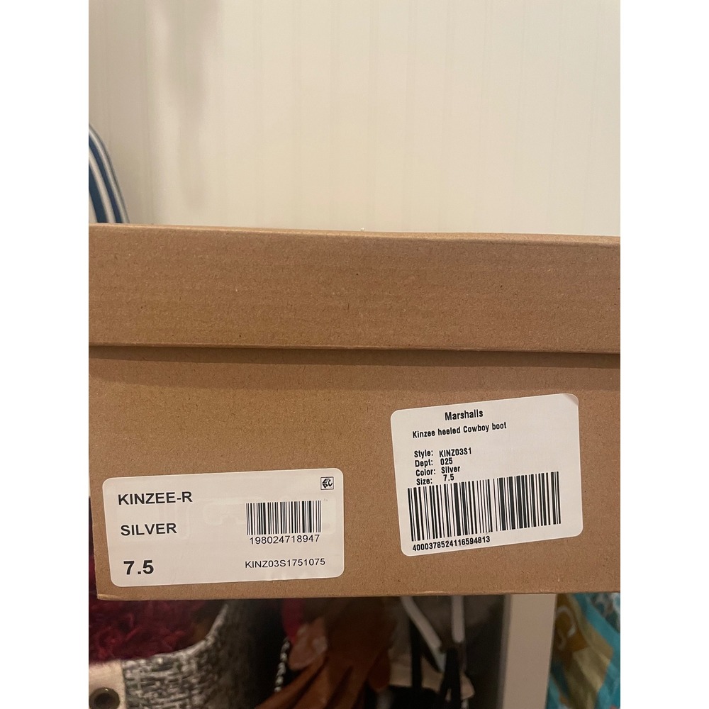 Steve Madden Kinzee Heeled Cowboy Boots Silver Metallic Pointed Toe Size 7.5 - Picture 5 of 5